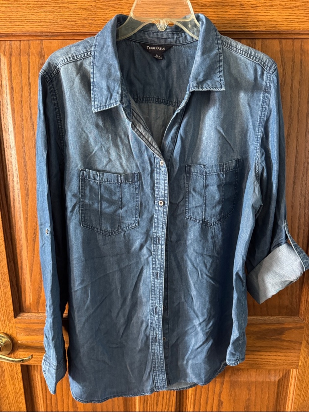 Terra & Sky Women's Indigo Button-Down Chambray Shirt